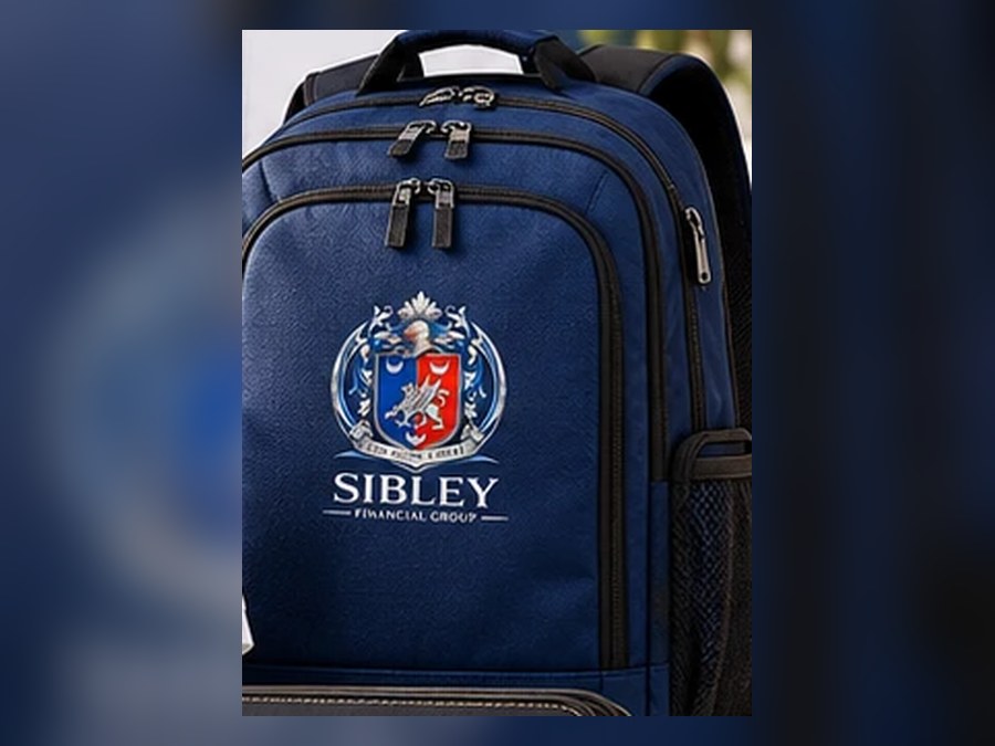 Book Bag carrying the Sibley Financial Group crest.