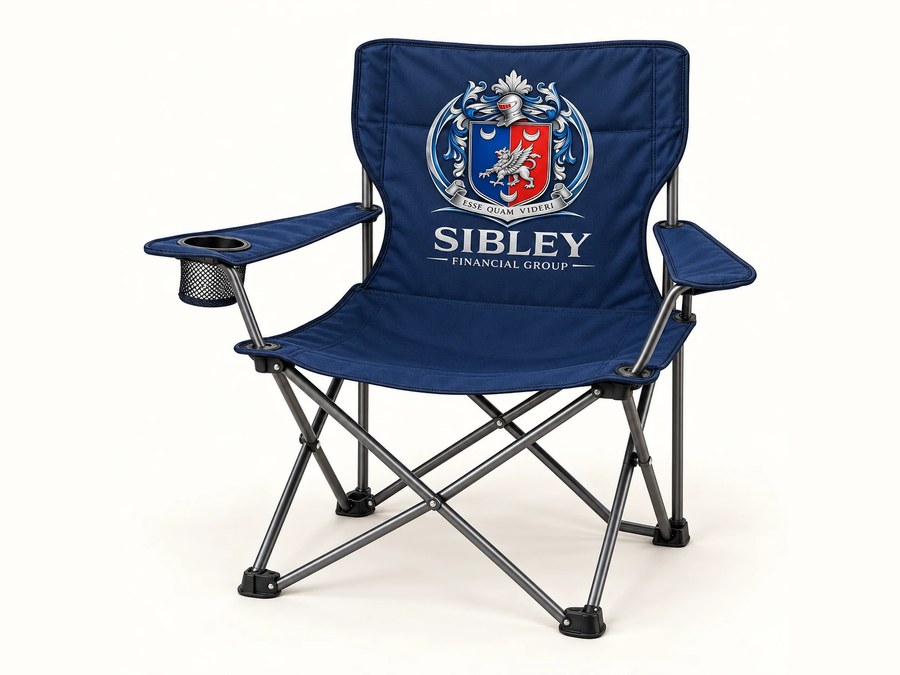 Tailgate Chair carrying the Sibley Financial Group crest.