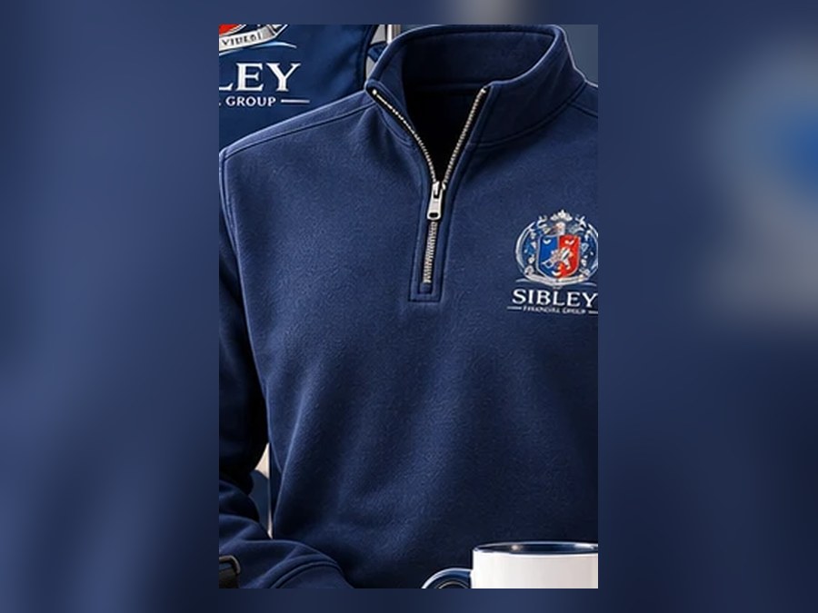 Crest Quarter-Zip carrying the Sibley Financial Group crest.